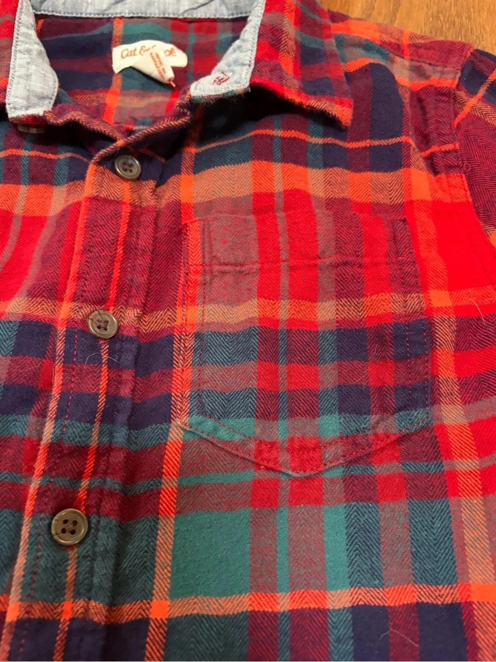 Cat & Jack Red Navy Green Plaid Flannel Shirt Size M(8/10)